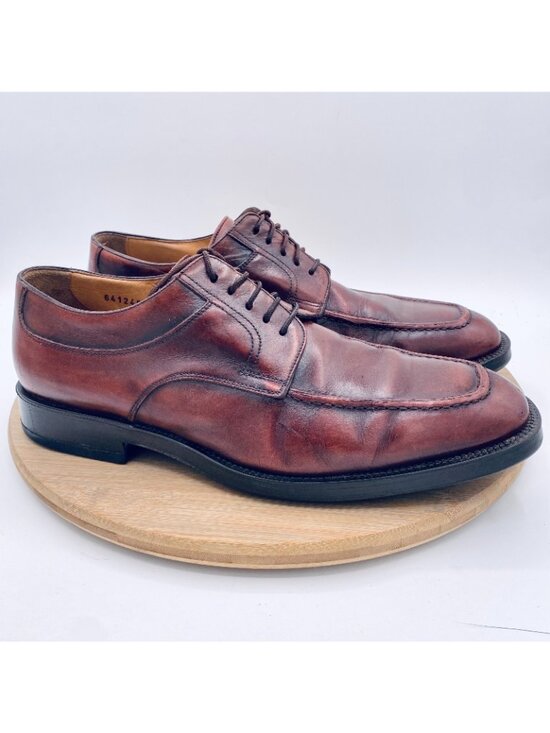 Vintage Santoni Shoes Mens 8.5 Brown Leather Plain Toe Dress Oxfords Italy